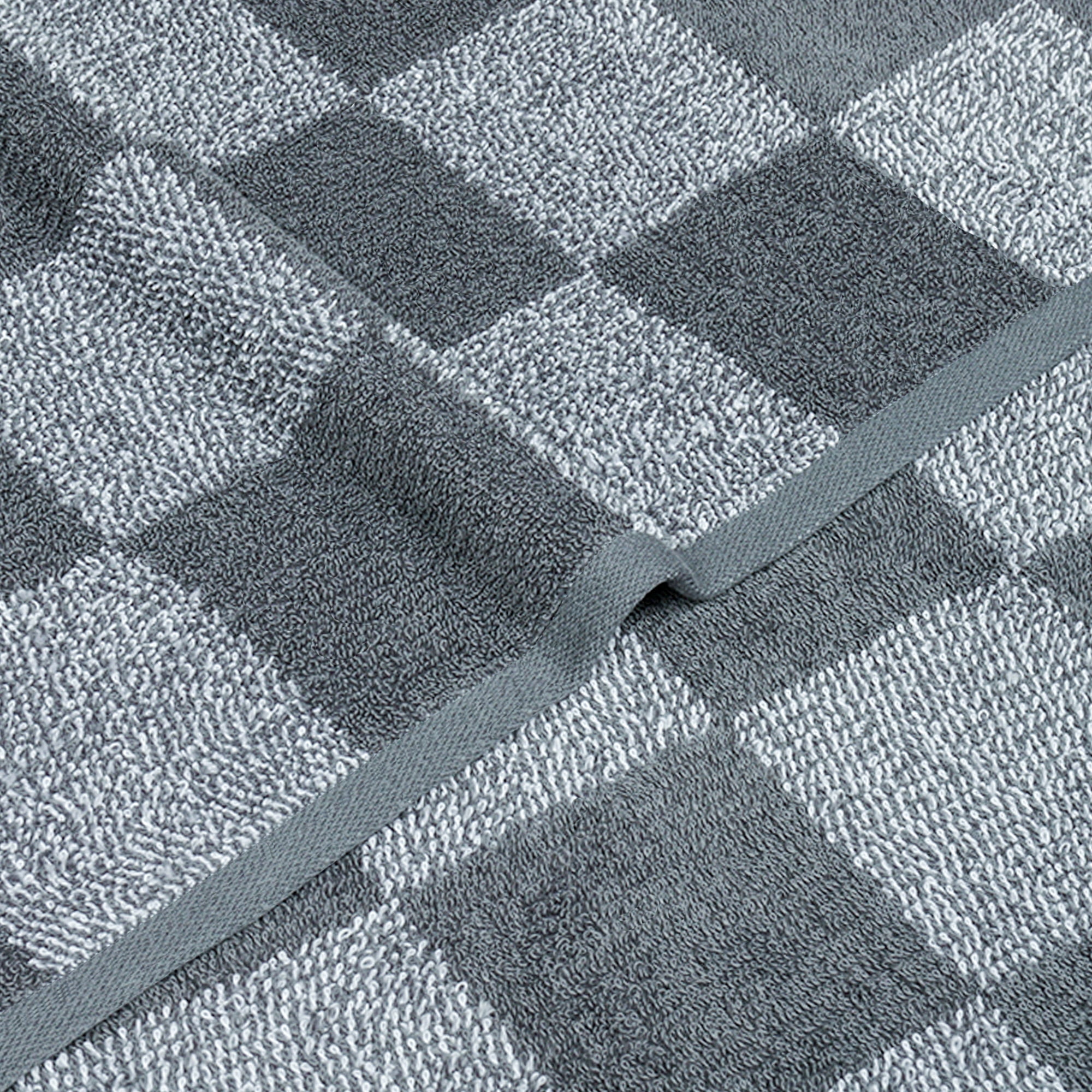 Mainstays Performance Checkered Bath Towel, 54" x 30", Soothing Grey