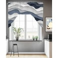 thumbnail image 3 of Navy Blue Ombre Swag Valance for Windows 56'' x 36'', Modern Geometric Moire Abstract Art Light Filtering Kitchen Curtains Valances for Bathroom/Living Room/Bedroom/Café, Rod Pocket Curtain Panel, 3 of 6