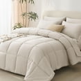 thumbnail image 1 of Juego de edredón CozyLux Beige Queen de 7 piezas para todas las estaciones, 1 of 7