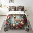 thumbnail image 2 of Feelyou Reindeer Elk Twin Bedding Sets 7-Piece for Teen, Christmas Pine Plant Bedding Comforter Set, Winter Festival Holiday Reversible Sheet Sets, Ultra Soft Home Decor, 2 of 6