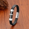 thumbnail image 2 of Cross Bracelet for Men Black Leather Christian Cross Bracelets Rope Cuff Bracelet Birthday Christmas Graduation Gifts for Him, 2 of 4