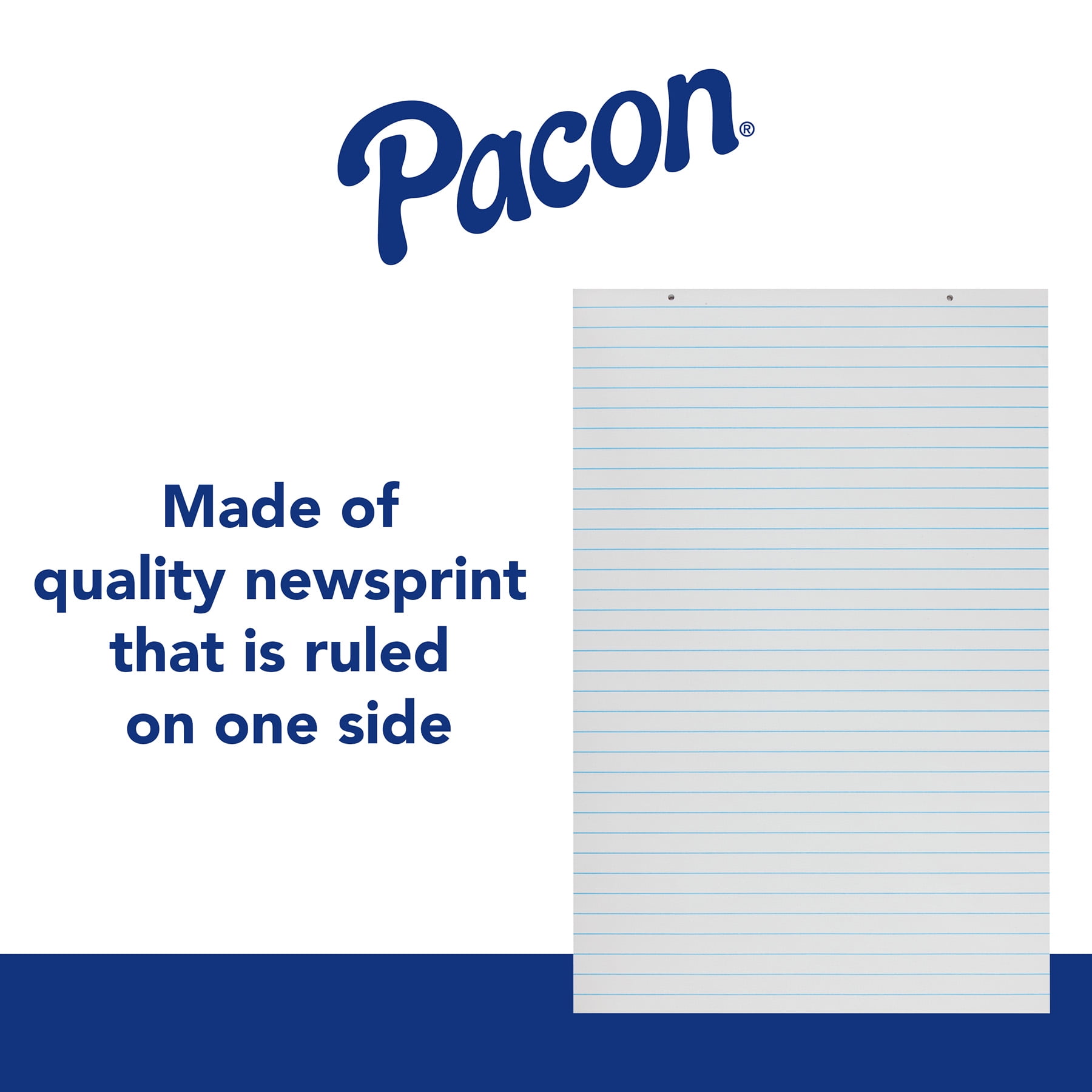 Pacon Primary Chart Pad, White, 1" Ruled Short Way, 24" x 36", 100 Sheets