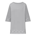 thumbnail image 5 of Women 3/4 Sleeve Tops Lace Patchwork Tshirts Crewneck Pullover Shirts Loose Oversize Blouses Casual, 5 of 6