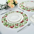 thumbnail image 6 of Round Placemats Set of 6 Heat Resistant Washable Kitchen Table Decorations 15.4in Pale Green Cherry Painting, 6 of 7