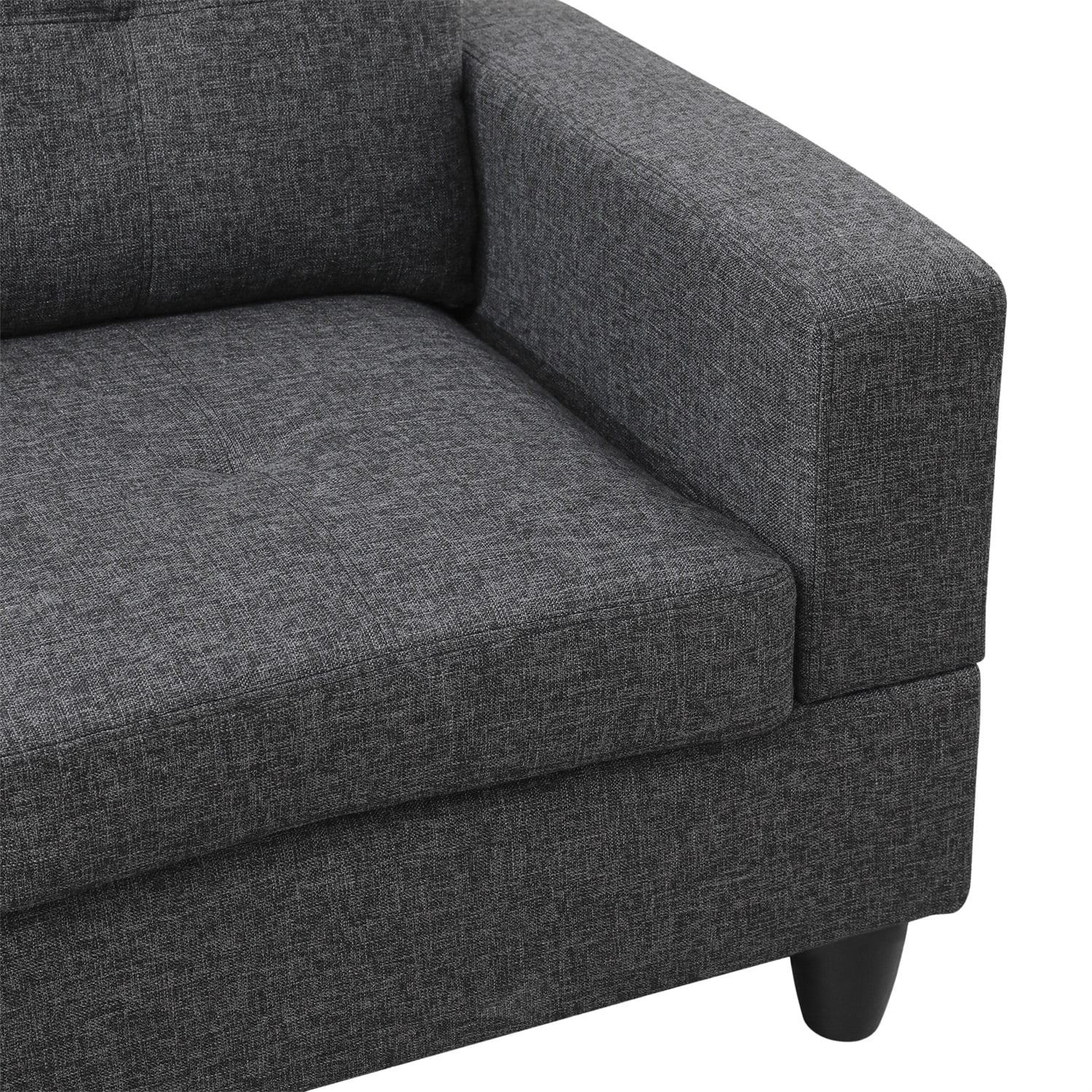 Hommoo Linen Living Room Furniture Set, Modern Couches and Sofa, Sectional Couch Sofa for Living Room, 17.5'' Back Height, Black Grey(No Ottomans)