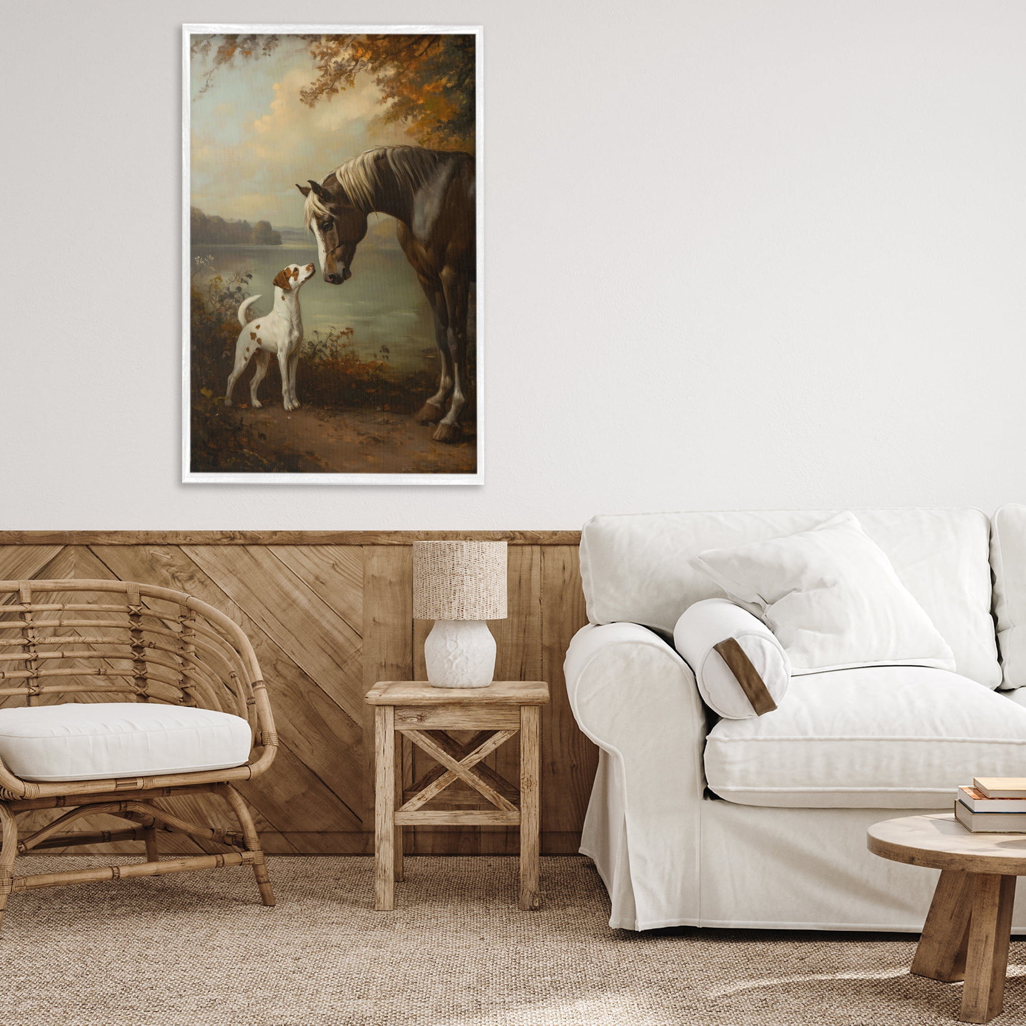 Stupell Industries Autumn Companions Hunting Party White Framed Giclee Art, design by Petal Prints Design