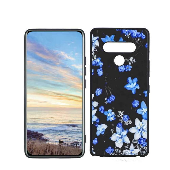 Compatible with LG Stylo 6 Phone Case, Blue-Flowers-9 Case Men Women, Flexible Silicone Shockproof Case for LG Stylo 6
