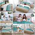 thumbnail image 5 of 3 Piece Teal Brown Ombre Duvet Cover Set Full Size,Microfiber Comforter/Quilt Cover with Corner Ties and 2 Pillowcases,Turquoise Gradient Modern Abstract Art All Season Bedding with Zipper Closure, 5 of 8