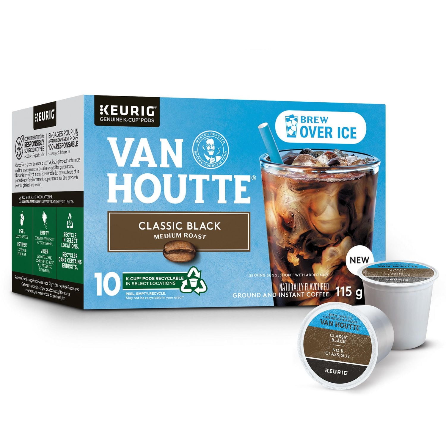 Capsules K-Cup de café infusé sur glace noir classique Van Houtte, torréfaction moyenne, 10 unités 10 unités