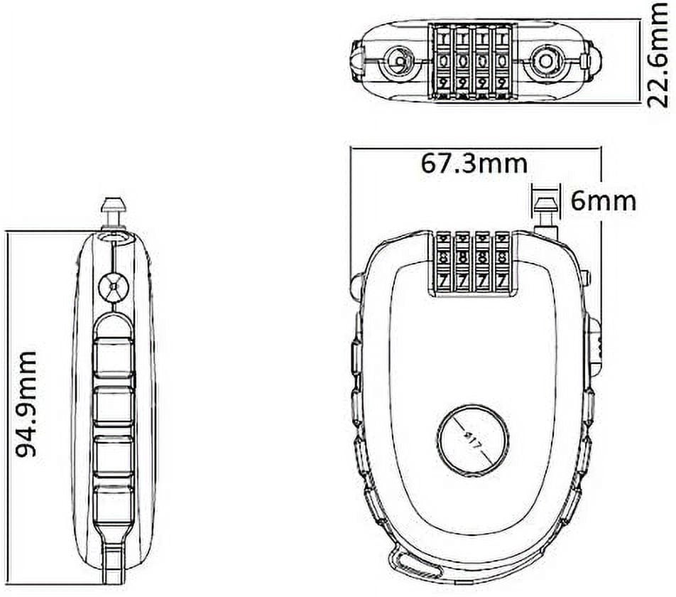 Super Safe 4-Digit Combination Lock, with 3 Feet Retractable Cable, Suitable for Bicycles, Skateboards, Scooters, and Baby Carriages
