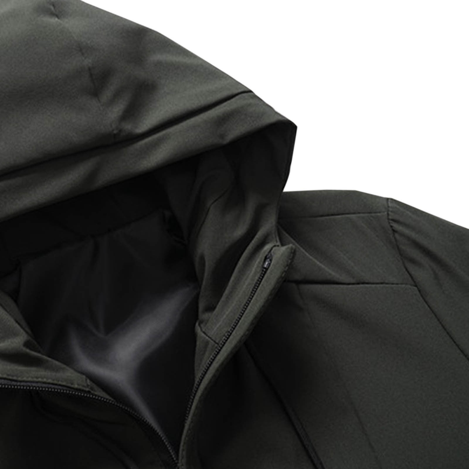 Men's Front-Zip Utility Jacket with Hood Nylon Long Sleeve