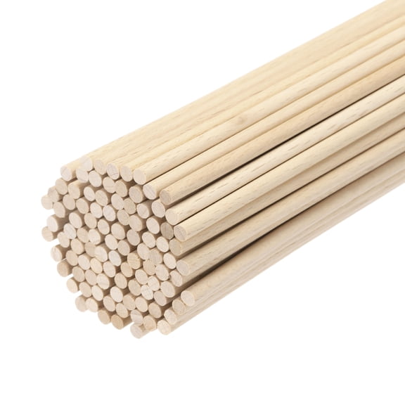 Uxcell 100pcs Round Wood Sticks 1/4"x8" Dowel Rod Unfinished Hardwood Stick Craft Twigs Log Stick for DIY Crafts