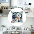 thumbnail image 5 of nygtbtfer Throw Pillow Covers Farmhouse Decorative Pillow Covers Navy Watercolor Flowers Pillowcase Roses Blue White Square Cushion Covers Sofa Bed Décor Set of 2 White, 5 of 7