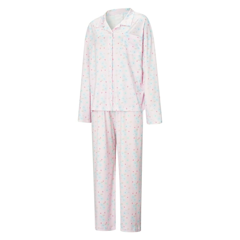 HEARTNICE Womens Pajama Set, Soft Long Sleeve Pajamas & Long Pants with  Pockets, Warm Button-up Sleepwear Lounge Pjs