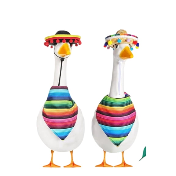 Mexican Porch Goose Outfit for 23" Lawn Goose Statue Sombrero with Bandana Scarf for Garden Patio Yard Decor