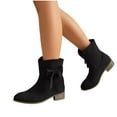 thumbnail image 4 of Viluyesy Womens Mid Calf Boots, Pull-On Chunky Heels Suede Leather Fall Winter Dress Boots Black, 4 of 9
