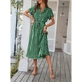 thumbnail image 5 of AURA Womens Polka Dot High Waist Tie A Line Maxi Dress Short Sleeve Button Neck Casual Vacation Outfit 2026, 5 of 8