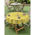 thumbnail image 4 of Outdoor Tablecloths with Umbrella Hole & Zipper, Yellow Morocco Round Tablecloth 54 Inch, Bohemia Nation Abstract Geometric Motifs Waterproof Table Cloth, Patio/Pool/Picnic Table Covers, 4 of 8