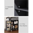 thumbnail image 3 of Kitchen Island with Storage, 31.5" D Rolling Kitchen Island Cart on Wheels with Widen Drop Leaf Rubberwood Top, Large Mobile Kitchen Island with Trash Can Storage and Towel Bar, Gray, 3 of 9