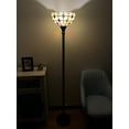 thumbnail image 3 of Enjoy D�cor Lamps Torch Floor Lamp, 1-Light, Tiffany, Peacock Tail, Crystal Beans, Bronze, Gold Glass Bowl, 3 of 5