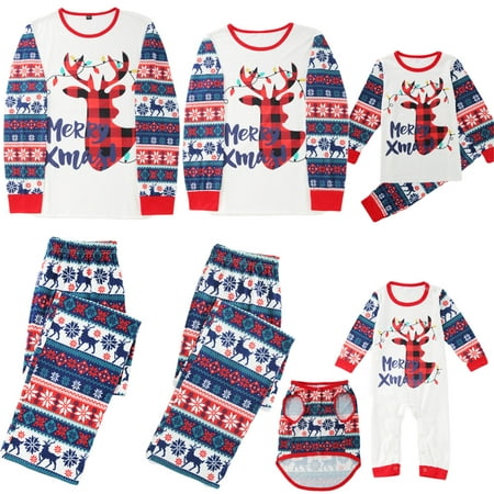 

FOCUSNORM Family Christmas Pjs Matching Sets Deer Jammies for Baby Adult Kid Holiday Xmas Sleepwear Set