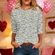 thumbnail image 1 of Xuyuer 3/4 Sleeve Round Neck Top - Women's Versatile 3/4 Sleeve Casual Shirt for Layered Spring Outfits, Transitional Season Styling & Effortless Daily Wardrobe Essential, 1 of 8