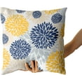 thumbnail image 4 of Navy Blue and Yellow Throw Pillows Covers 16x16 Set of 2, Gray Dahlia Flower Pillow Cushion Cases, Floral Decor Throw Pillows Cover Gifts for Bed Couch Sofa Living Room, 4 of 6