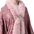 thumbnail image 5 of Puyaiuu Women Winter Fleece Lined Sequin Cape Shawl Faux Fur Trim Warm Cloak Outerwear Wrap Cardigan Pink Free Size Gift, 5 of 7