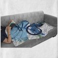 thumbnail image 6 of Sports Soft Flannel Fleece Throw Blanket, Concept of Sportsman Cycling on Grungy Background with Color Splashes, Cozy Plush for Indoor and Outdoor Use, 60" x 80", Blue Aqua Pale Green, by Ambesonne, 6 of 6