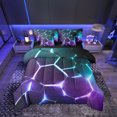 thumbnail image 1 of Erosebridal Teens Geometry Bed in a Bag Twin size, Futuristic Abstract Bed Set, Striped Decor, Reversible 7pcs, 1 of 5