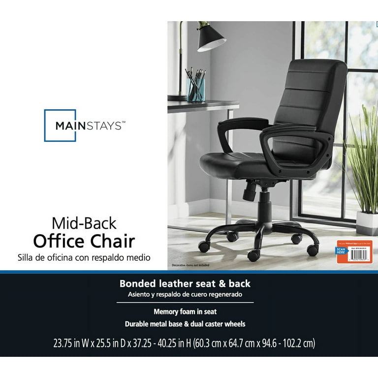 Better Homes and Gardens Executive Mid-Back Manager's Office Chair with Arms Brown Bonded Leather