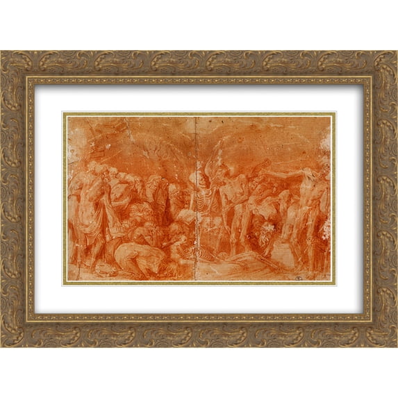 Rosso Fiorentino 2x Matted 24x18 Gold Ornate Framed Art Print 'Allegoria macabra'