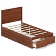 thumbnail image 1 of Gymax Twin Size Bed Frame w/Storage Drawers Headboard Wooden Slat&Enclosed Base Walnut, 1 of 10