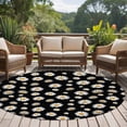 thumbnail image 5 of Spring Floral Daisy 6ft Round Rugs, Black Elegant Pastoral Flowers Watercolor Washable Non-Slip Area Rugs for Living Room Bedroom Kitchen, Low Pile Dining Room Kicthen Circle Carpet, Indoor Floor Rug, 5 of 9