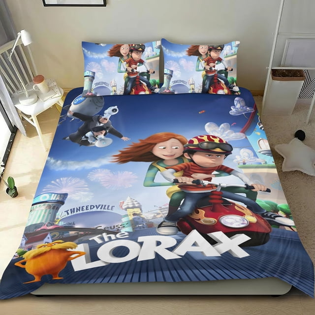 Lorax Conjunto de sábanas temático, trío de piezas, cómodo y amigable con la piel, diseño único, regalo de decoración para el hogar para familiares, amigos y fans,173cm *218cm