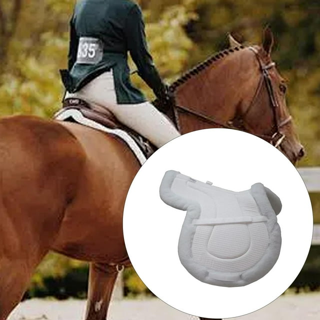 Almohadilla para silla de doma, almohadilla para montar a caballo, suave y gruesa, accesorios para montar, cojín para asiento ecuestre, manta para silla de montar de caballo para Blanco