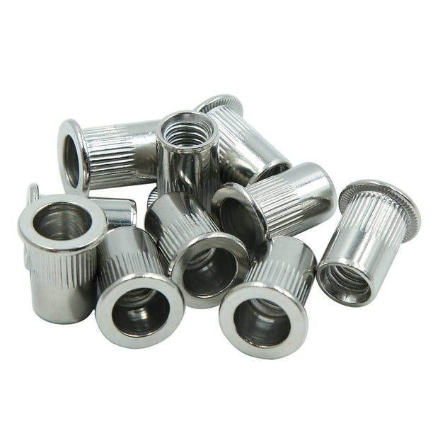 10pcs Stainless Steel Rivet Nut Flat Head Threaded 5/16''-18UNC for Car ...