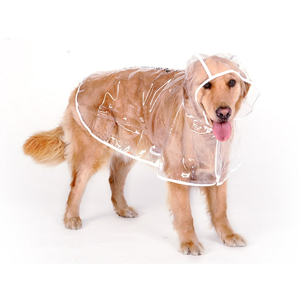 Dog Raincoat Clear Waterproof Pet Hooded Poncho Rain Coat Jacket Size
