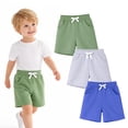 thumbnail image 2 of HILEELANG Toddler Boys' Cotton Shorts 3-Pack with Pockets, Grey/Green/Blue, Size 4 Years, 2 of 7