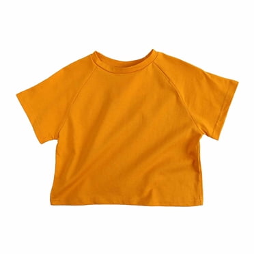 CYRBOKO T-Shirts for Toddler Boys, Cotton Summer Loose Crewneck Short Sleeved Top Orange Size 5 T