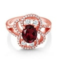 thumbnail image 2 of Gem Stone King 18K Rose Gold Plated Silver Statement Ring Set with Oval Red Rhodolite Garnet (2.82 cttw) (Size 6), 2 of 3