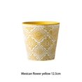 thumbnail image 4 of Matsuzay Maceta de cerámica para flores, maceta redonda para interior y exterior, diseño en relieve, orquídea, hogar, jardín, decoración con sentido Jardín y Patio Amarillo Matsuzay HA084187-05, 4 of 6
