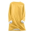 thumbnail image 4 of Olyvenn Womens Thickened Fleece Warm T-Shirts Tunic Tops Elegant Stylish Solid Pullover Workout Comfy Loose Fit Casual Shirts Fall Fashion Round Neck Tees Long Sleeve Blouse Yellow 10, 4 of 5
