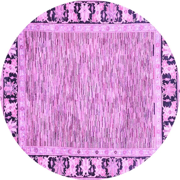 Ahgly Company Indoor Round Abstract Purple Modern Area Rugs, 7' Round