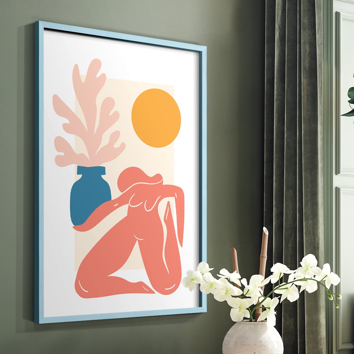Matisse CDLI in Blue Solid Wood Framed Print No Nail Hanging