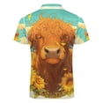 thumbnail image 5 of Highland Cow with Sunflowers Men Zipper T-shirt Summer Casual Short Sleeve T-shirt Top, 5 of 7