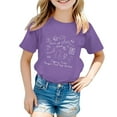 thumbnail image 1 of LUOGENLI T-Shirt pour Filles Mode Décontractée pour Enfants Imprimé de Collation des Grades Col Rond Manches Courtes T-Shirt (3 13 Ans) Hauts Maxi avec Fentes des Deux Côtés Violet 8-9 Ans, 1 of 4