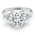 thumbnail image 3 of Gem Stone King 10K White Gold White Moissanite and Lab Grown Diamond Engagement Ring for Women | 5.74 Cttw | Cushion 10MM | Gemstone Birthstone | Size 9, 3 of 6