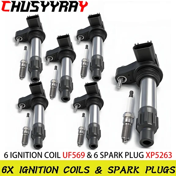 CHUSYYRAY 6 Ignition Coils & 6 Spark plugs UF569 For Chevrolet Malibu 3.6L V6 2008 2009 2010 2011 2012