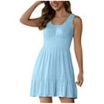 thumbnail image 2 of BEFOKA Robe Grande Taille pour Femmes, Robe d'Été en Solde pour Femmes, Robe d'Été Unie Sans Manches à Col Rond, 2 of 5